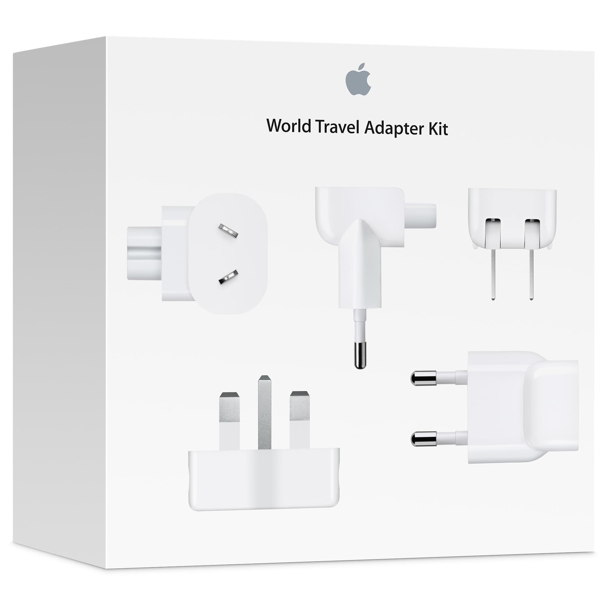 Apple World Travel Adapter Kit | Pass Through | Fixed Charging Brick | Interchangeable AC Blades | Apple AC plug (duckhead) adapters for regional wall outlets | White